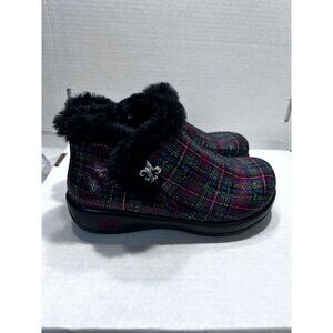 Alegria By PG Lite Womens Plaid Faux Fur Lined Ankle Boots Size 6 or 36